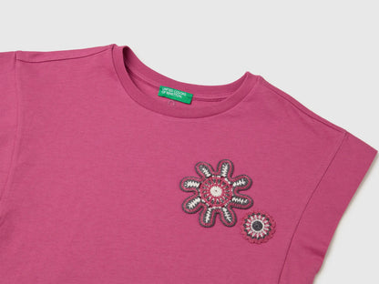 Benetton Pink Girls Sleeveless T-Shirt with Embroidery SKU: 3I1XC10TH_01T Image 03