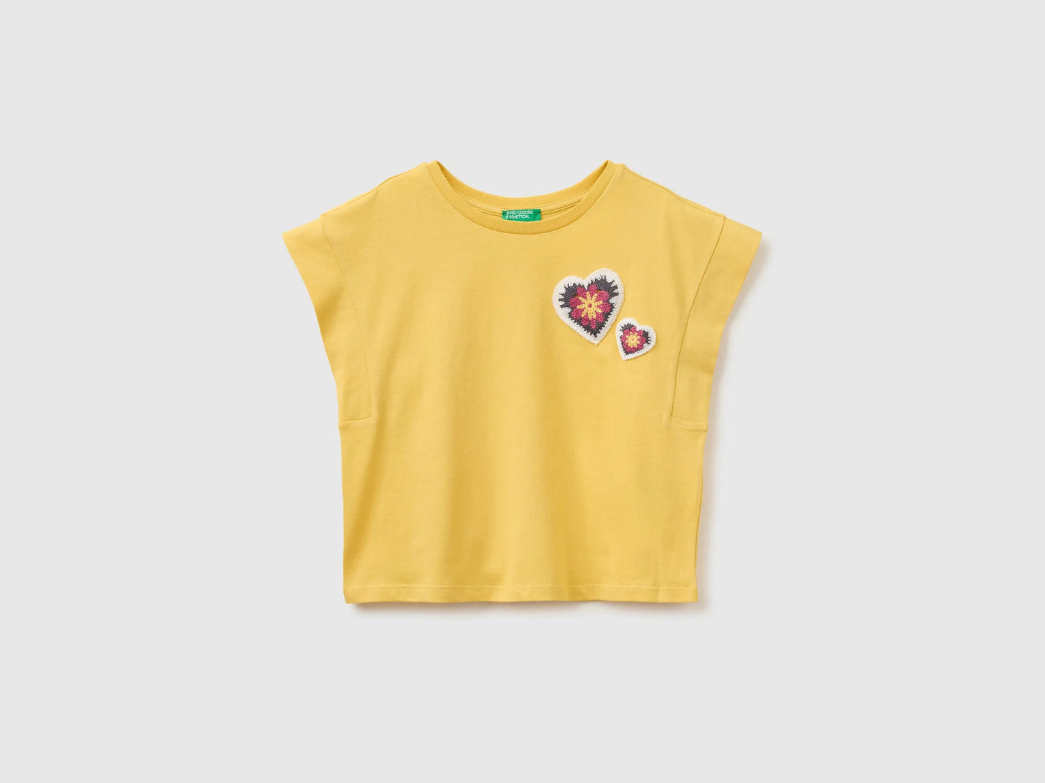 Benetton Yellow Girls Sleeveless T-Shirt with Embroidery SKU: 3I1XC10TH_22R Image 01