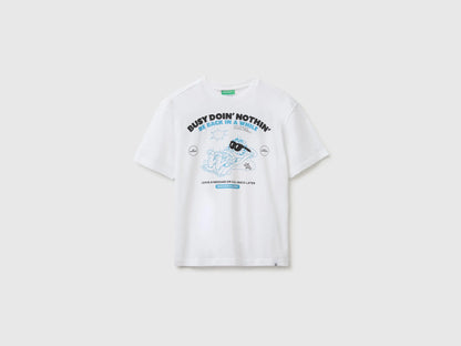 Benetton White Boys Garfield T-Shirt SKU: 3I1XC10TK_101 Image 01