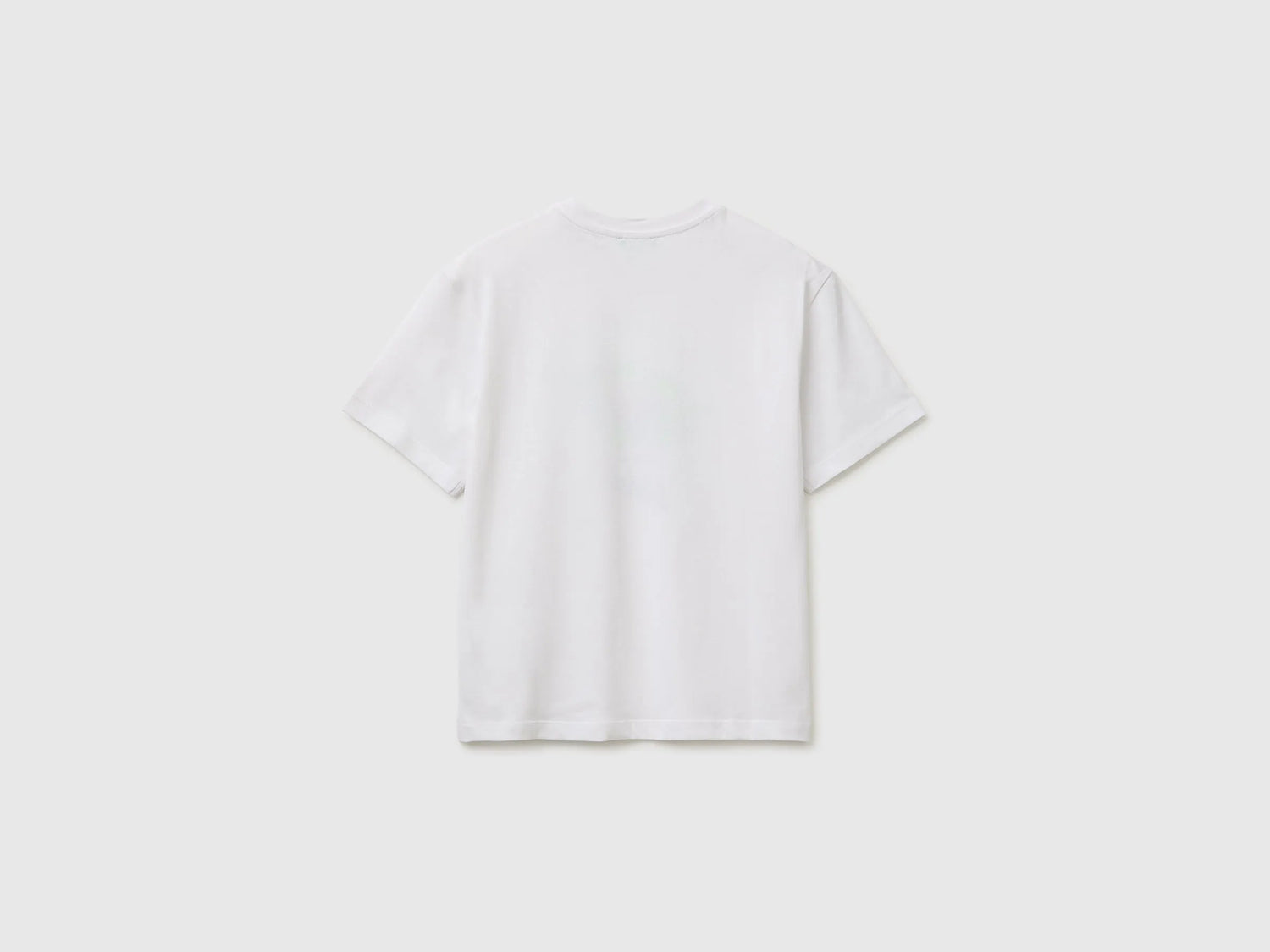 Benetton White Boys Short-Sleeved T-Shirt with Print SKU: 3I1XC10TV_101 Image 02
