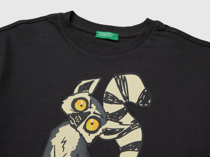 Benetton Dark gray Boys Short-Sleeved T-Shirt with Print SKU: 3I1XC10TV_19E Image 03