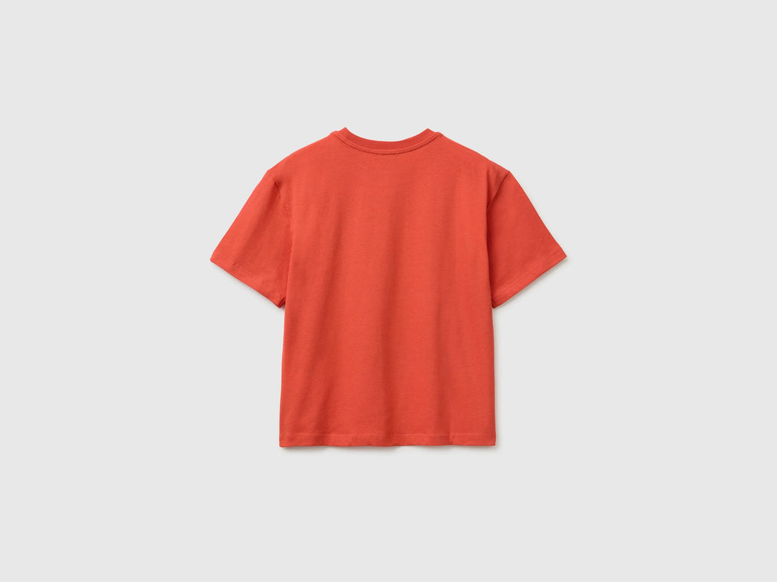 Benetton Orange Boys Short-Sleeved T-Shirt with Print SKU: 3I1XC10TV_34Y Image 02