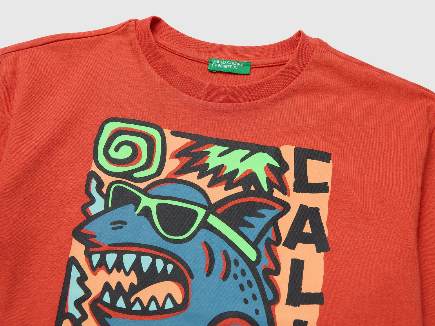 Benetton Orange Boys Short-Sleeved T-Shirt with Print SKU: 3I1XC10TV_34Y Image 03