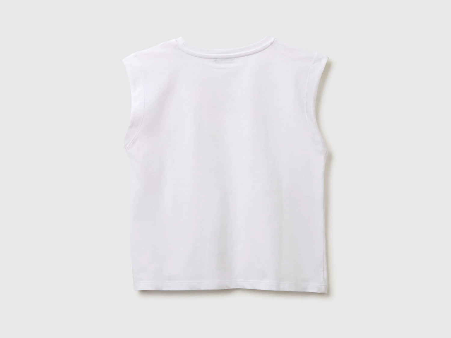 Benetton White Girls T-Shirt with a Puffy Effect SKU: 3I1XC10TX_101 Image 02