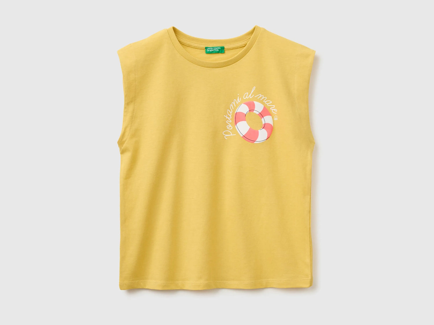 Benetton Yellow Girls T-Shirt with a Puffy Effect SKU: 3I1XC10TX_22R Image 01
