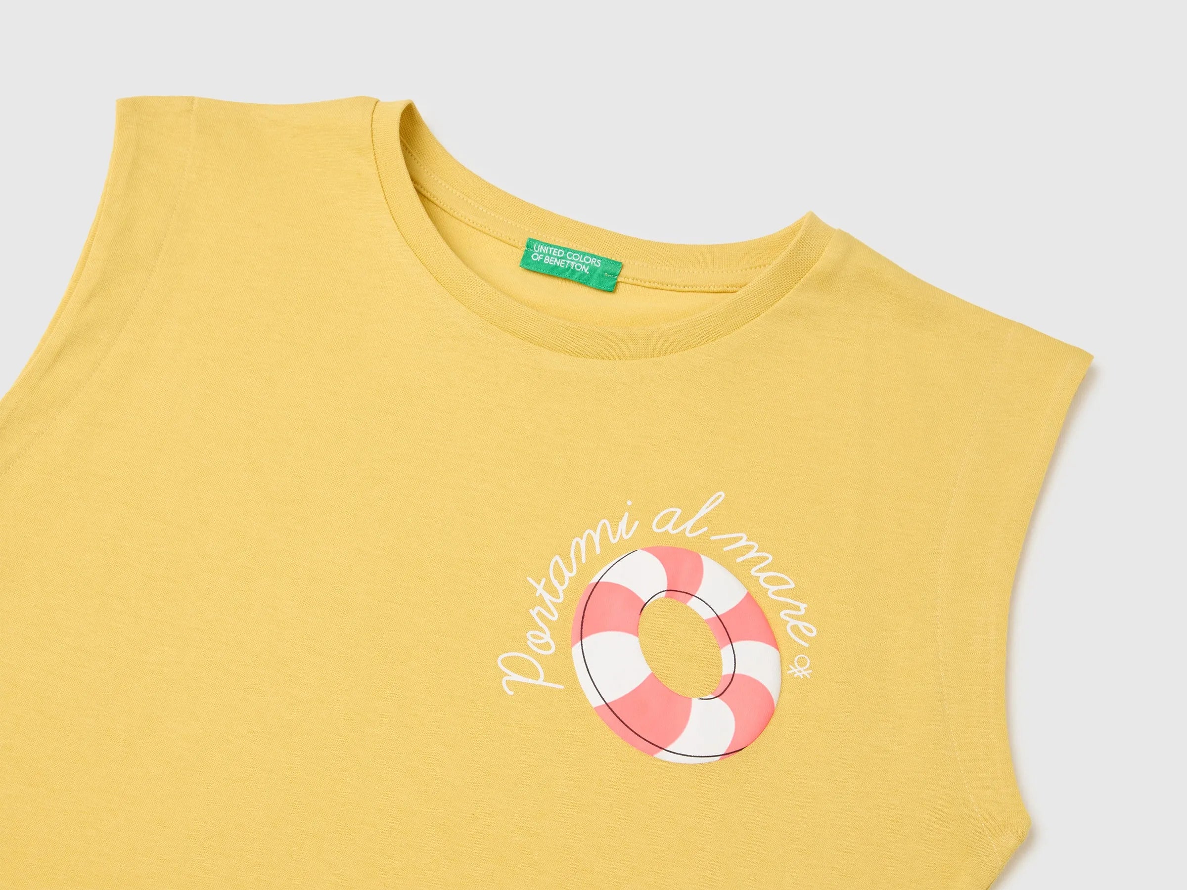 Benetton Yellow Girls T-Shirt with a Puffy Effect SKU: 3I1XC10TX_22R Image 03