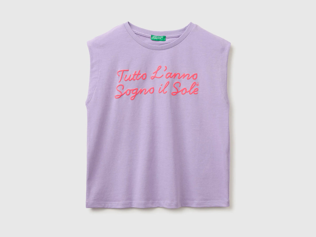 Benetton Purple Girls T-Shirt with a Puffy Effect SKU: 3I1XC10TX_2P5 Image 01