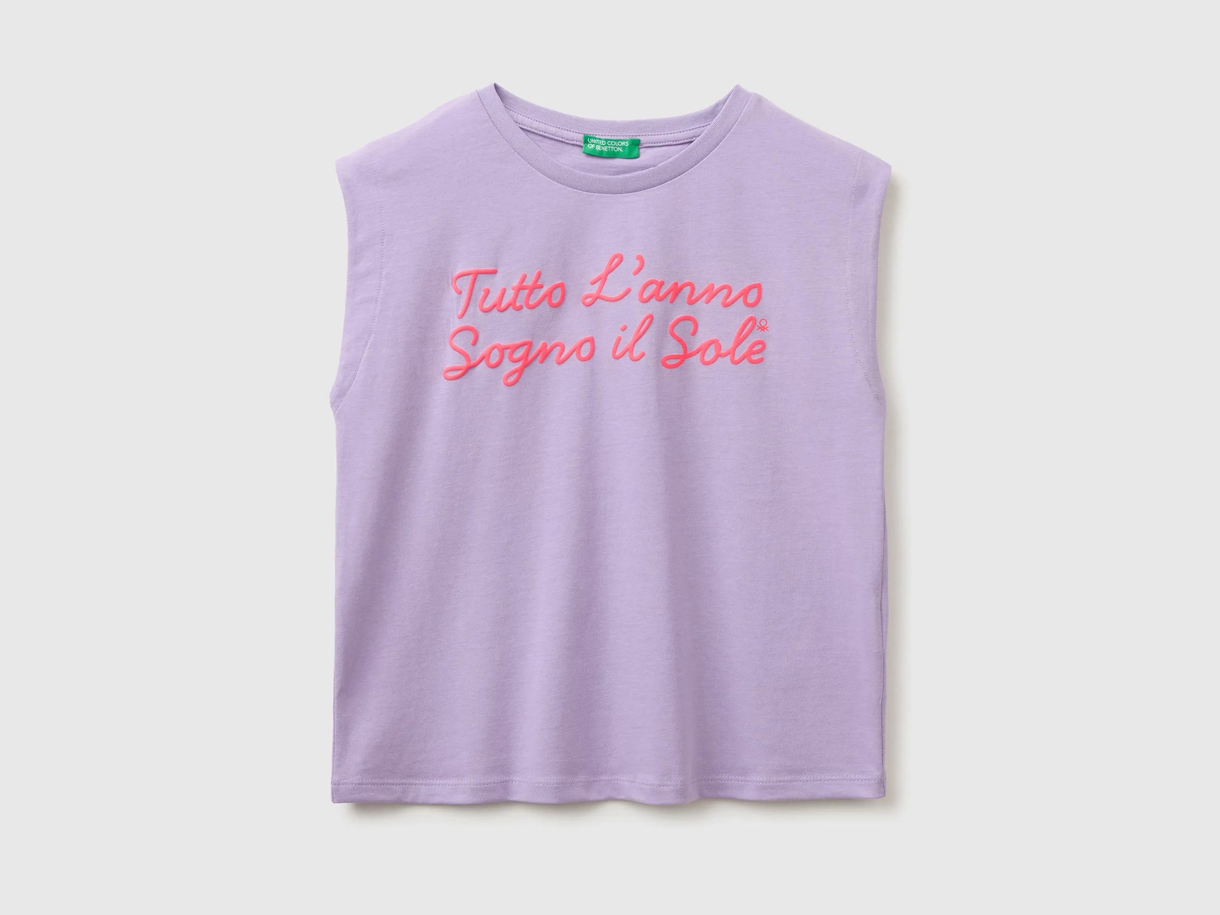 Benetton Purple Girls T-Shirt with a Puffy Effect SKU: 3I1XC10TX_2P5 Image 01