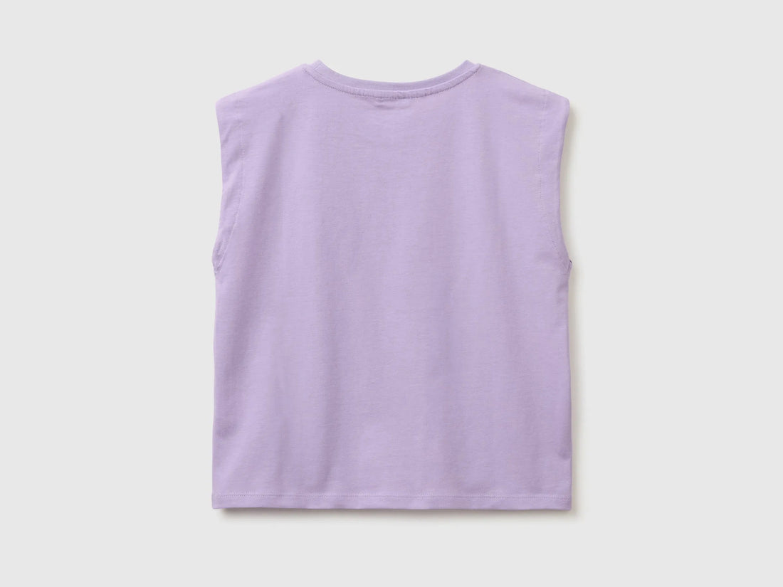 Benetton Purple Girls T-Shirt with a Puffy Effect SKU: 3I1XC10TX_2P5 Image 02
