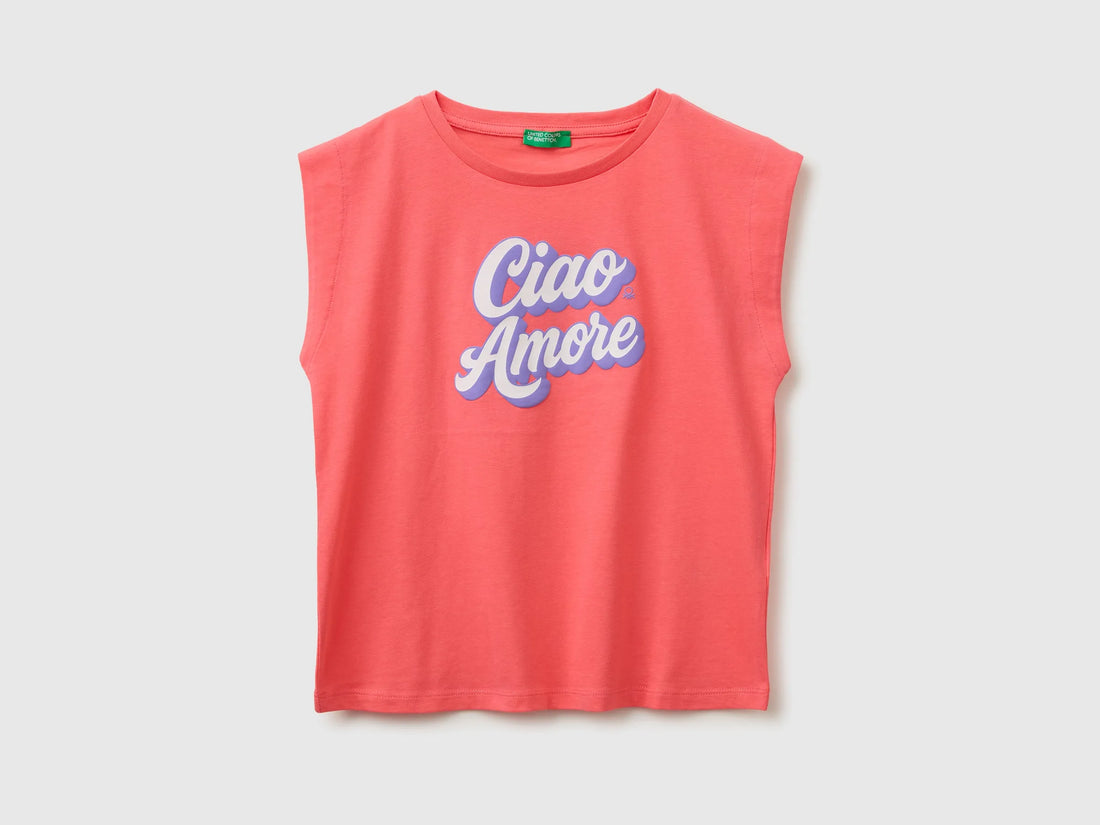 Benetton Pink Girls T-Shirt with a Puffy Effect SKU: 3I1XC10TX_35Q Image 01