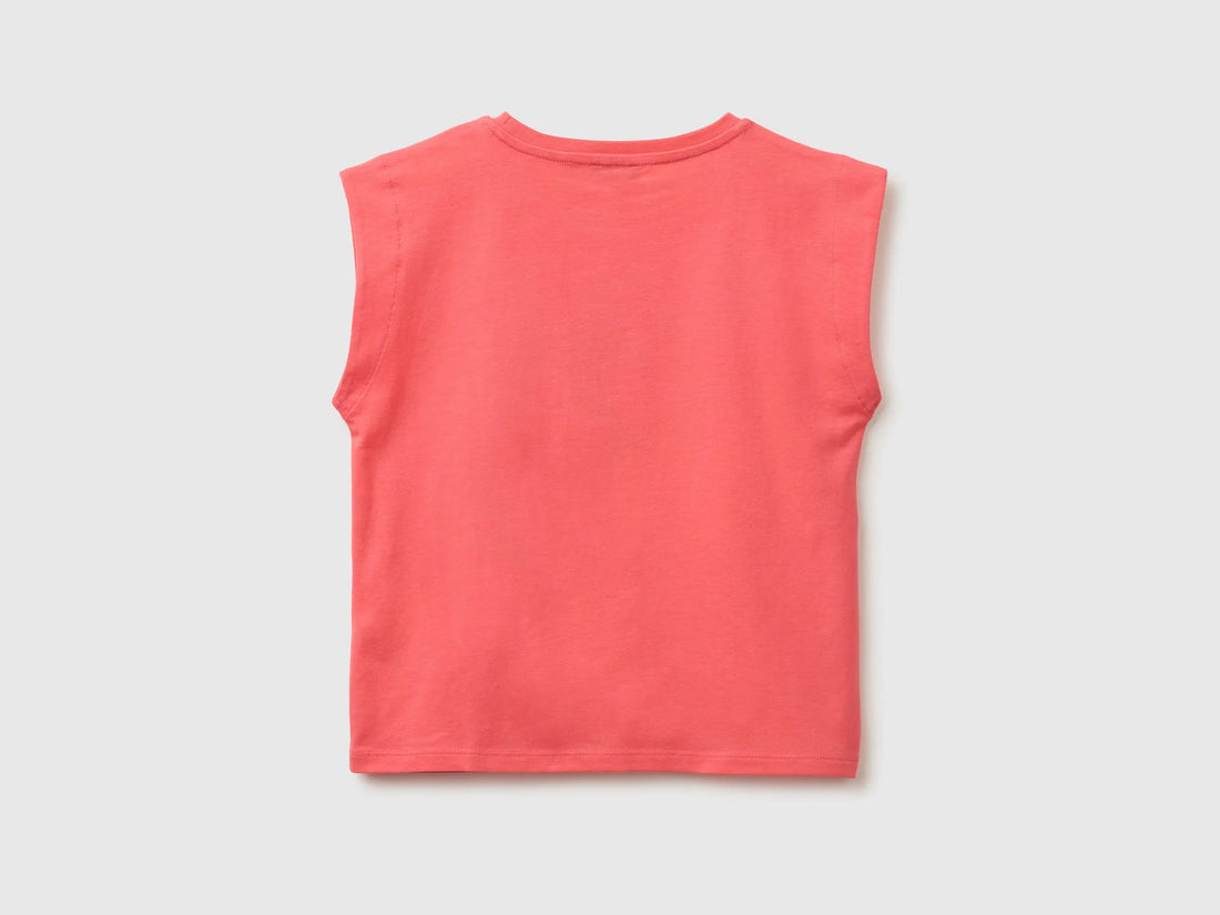 Benetton Pink Girls T-Shirt with a Puffy Effect SKU: 3I1XC10TX_35Q Image 02
