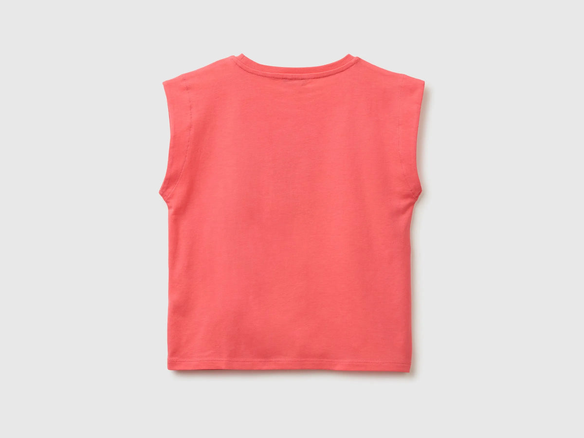 Benetton Pink Girls T-Shirt with a Puffy Effect SKU: 3I1XC10TX_35Q Image 02