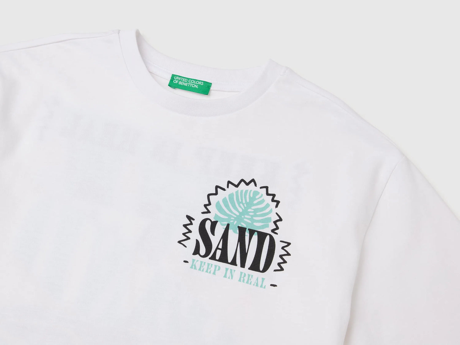 Benetton White Boys Oversized T-Shirt with Photographic Print SKU: 3I1XC10TY_101 Image 03