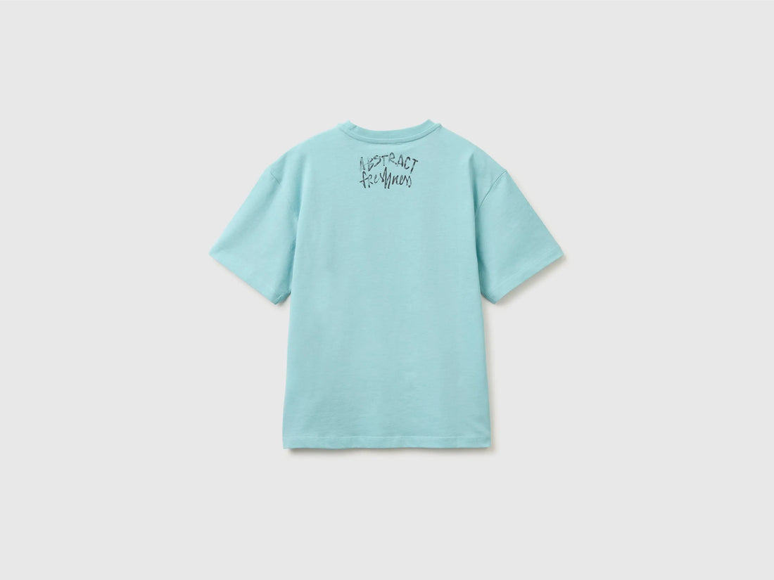 Benetton Blue Boys Oversized T-Shirt with Photographic Print SKU: 3I1XC10TY_3L7 Image 02