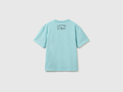 Benetton Blue Boys Oversized T-Shirt with Photographic Print SKU: 3I1XC10TY_3L7 Image 02
