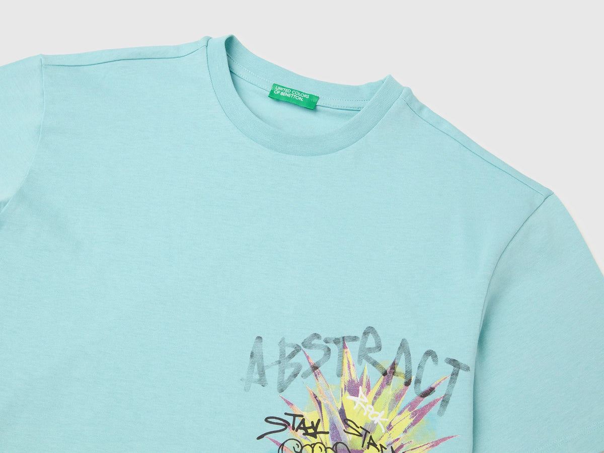 Benetton Blue Boys Oversized T-Shirt with Photographic Print SKU: 3I1XC10TY_3L7 Image 03
