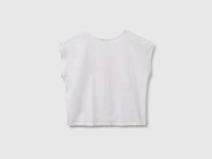 Benetton White Girls Sequin T-Shirt SKU: 3I1XC10U0_101 Image 02