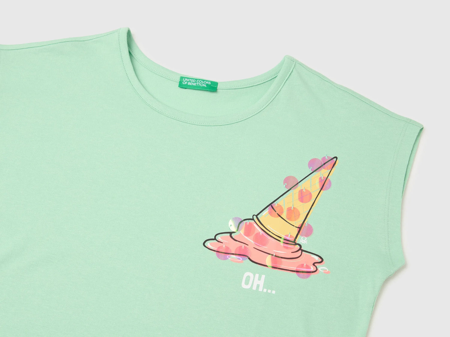 Benetton Blue Girls Sequin T-Shirt SKU: 3I1XC10U0_20G Image 03