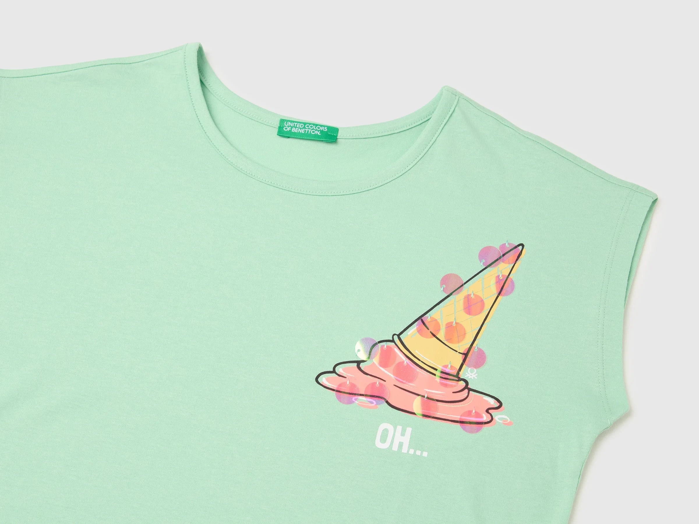 Benetton Blue Girls Sequin T-Shirt SKU: 3I1XC10U0_20G Image 03