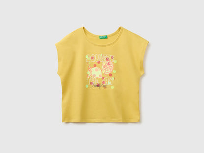 Benetton Yellow Girls Sequin T-Shirt SKU: 3I1XC10U0_22R Image 01