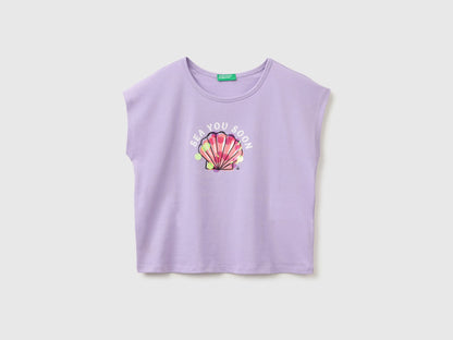 Benetton Purple Girls Sequin T-Shirt SKU: 3I1XC10U0_2P5 Image 01