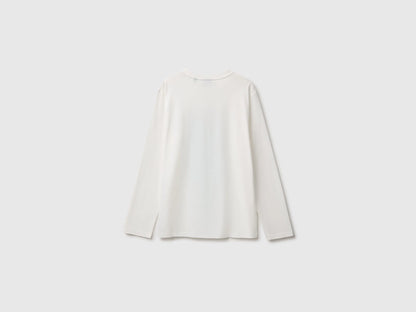Benetton Creamy White Boys Long Sleeve T-Shirt ©Peanuts SKU: 3I1XC10U4_074 Image 02