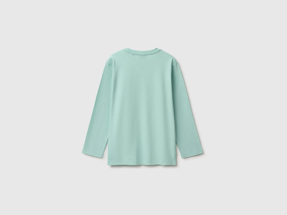 Benetton Light Green Boys Long Sleeve T-Shirt ©Peanuts SKU: 3I1XC10U4_15A Image 02