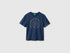 Benetton Blue Girls Glitter Print T-Shirt SKU: 3I1XC10U9_355 Image 01