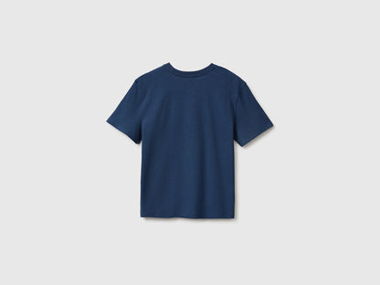 Benetton Blue Girls Glitter Print T-Shirt SKU: 3I1XC10U9_355 Image 02