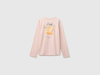 Benetton Soft Pink Girls Organic Cotton T-Shirt with Embroidery SKU: 3I1XC10UB_08Q Image 02