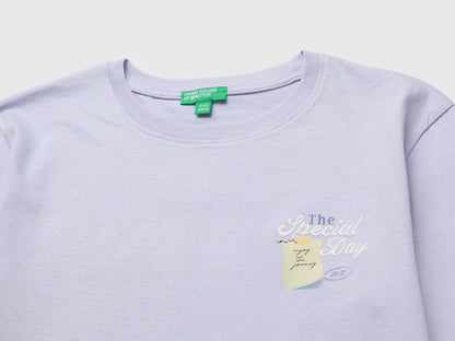 Benetton Lavender Girls Organic Cotton T-Shirt with Embroidery SKU: 3I1XC10UB_19B Image 03