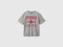 Benetton Light Gray Boys Short-Sleeved T-Shirt with Print SKU: 3I1XC10UE_501 Image 01