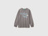 Benetton Gray Boys 100% Organic Cotton T-Shirt with Print And Patch SKU: 3I1XC10UJ_39R Image 01