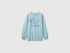Benetton Light Blue Boys 100% Organic Cotton T-Shirt with Print And Patch SKU: 3I1XC10UJ_3E4 Image 01