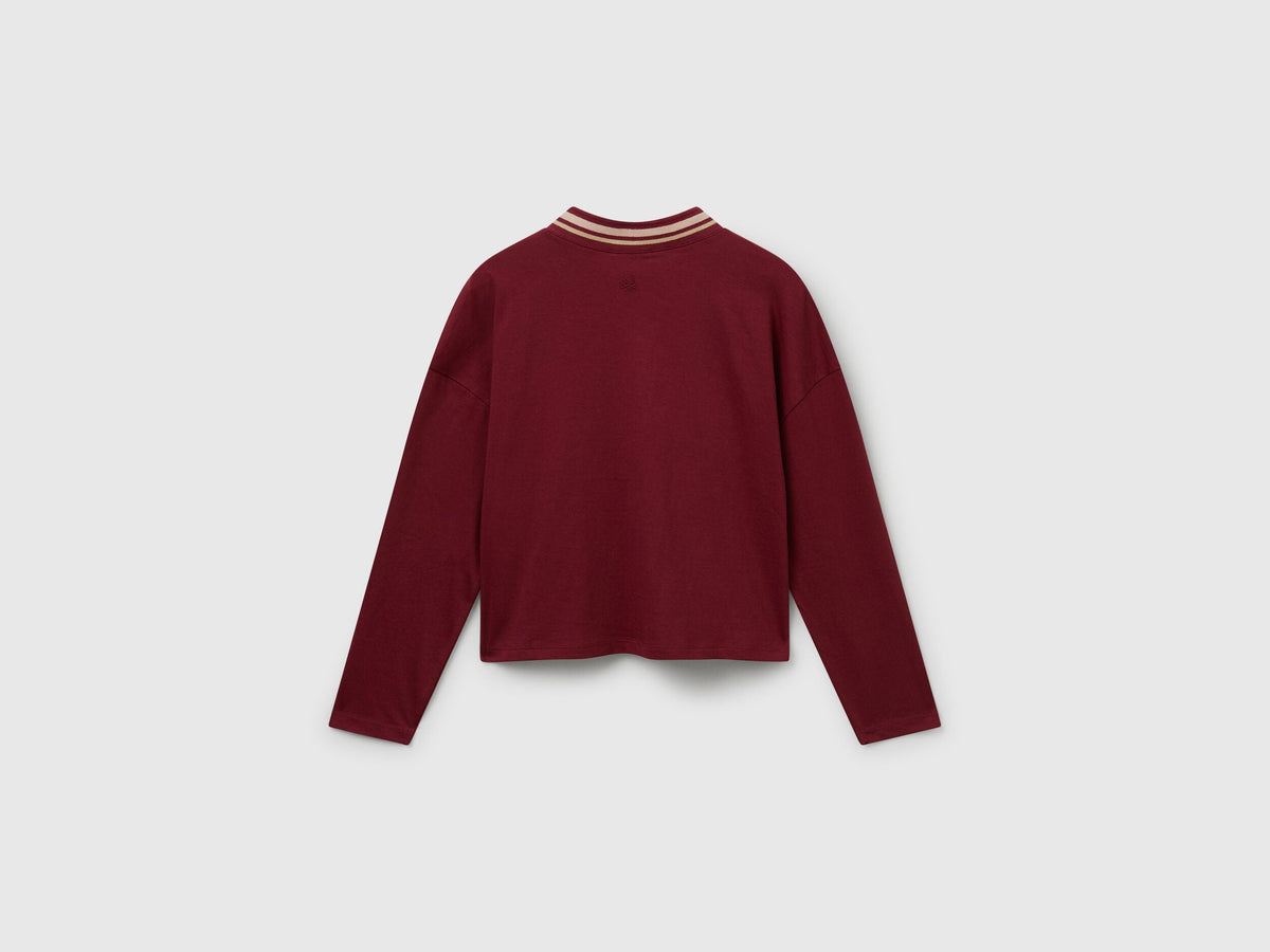 Benetton_Burgundy_T-Shirt with Sequin Embroidery_3I1XC400E_236_02