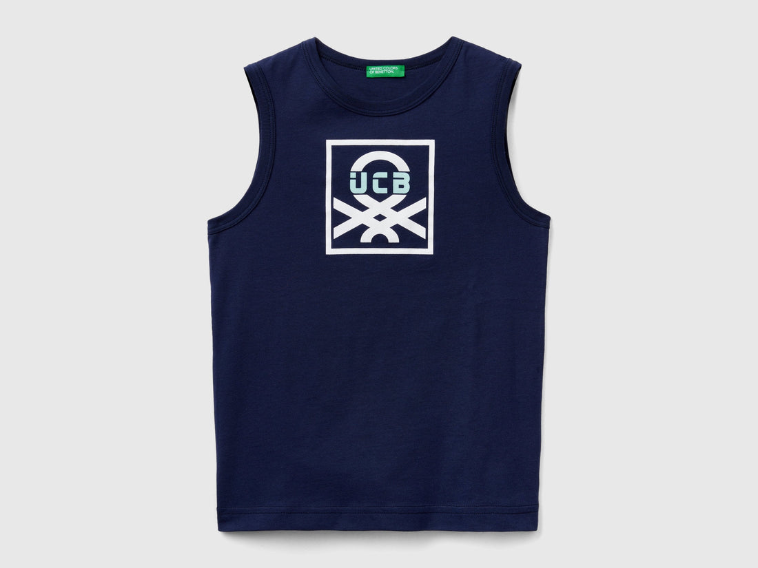 Tank Top In 100% Organic Cotton With Logo_3I1XCH01G_252_01