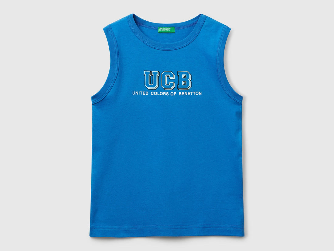 Benetton_Tank Top in 100% Organic Cotton with Logo_3I1XCH01W_05Q_01