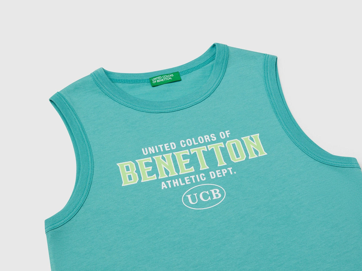 Benetton_Tank Top in 100% Organic Cotton with Logo_3I1XCH01W_08N_03