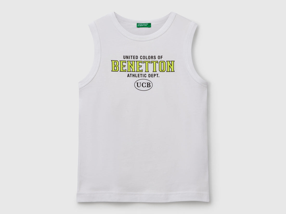 Benetton_Tank Top in 100% Organic Cotton with Logo_3I1XCH01W_101_01