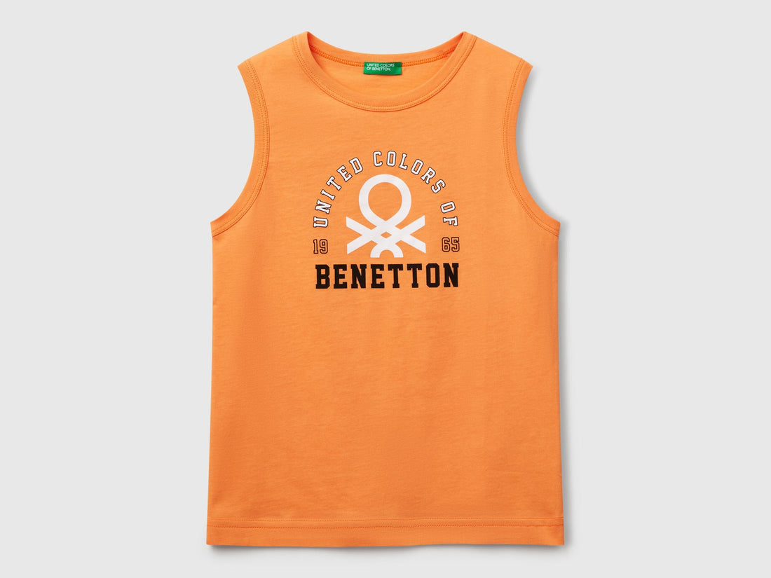 Benetton_Tank Top in 100% Organic Cotton with Logo_3I1XCH01W_2L2_01