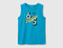 Benetton Blue Boys Organic Cotton Tank Top with Logo Print SKU: 3I1XCH023_051 Image 01