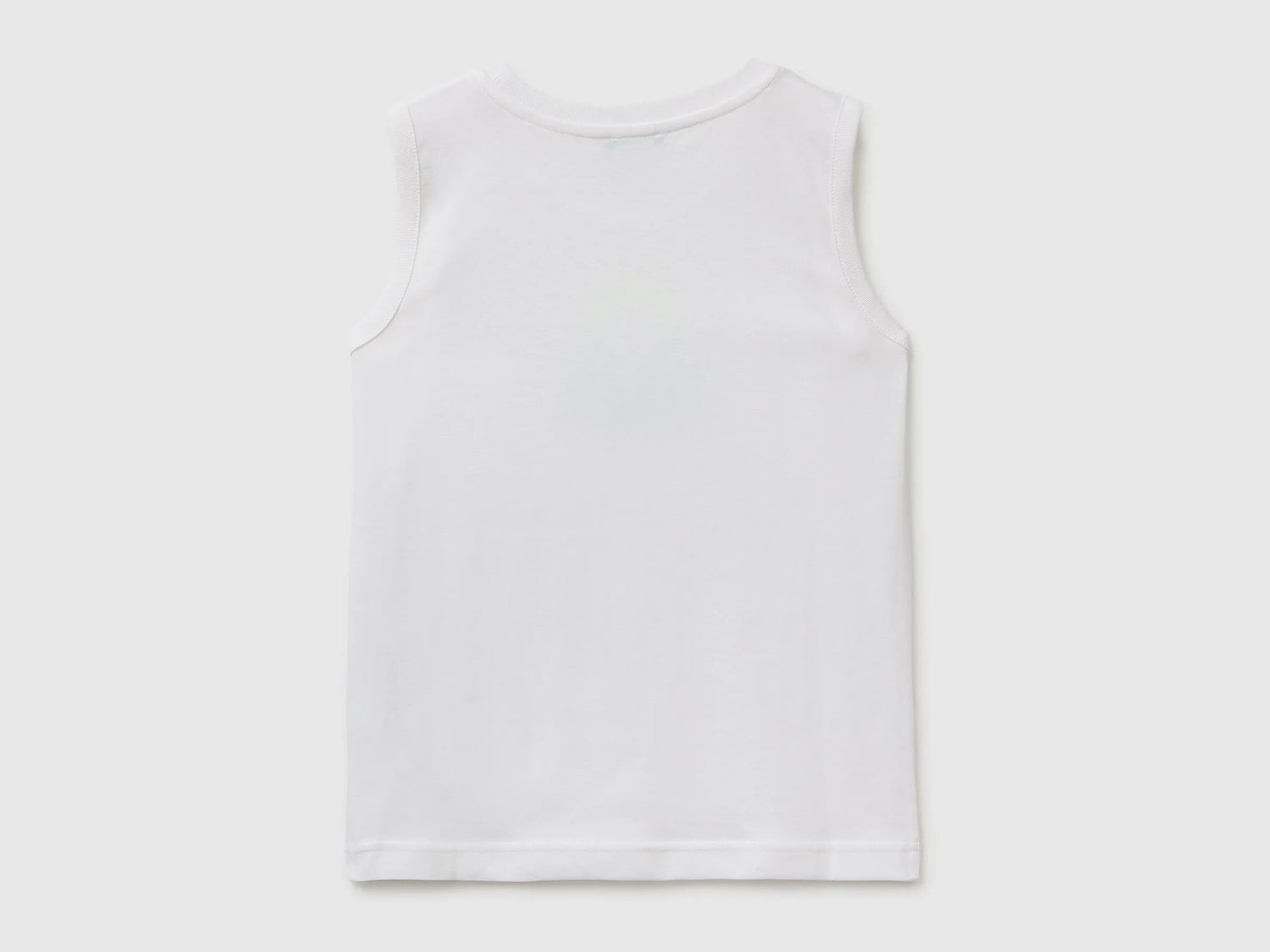 Benetton White Boys Organic Cotton Tank Top with Logo Print SKU: 3I1XCH023_101 Image 02