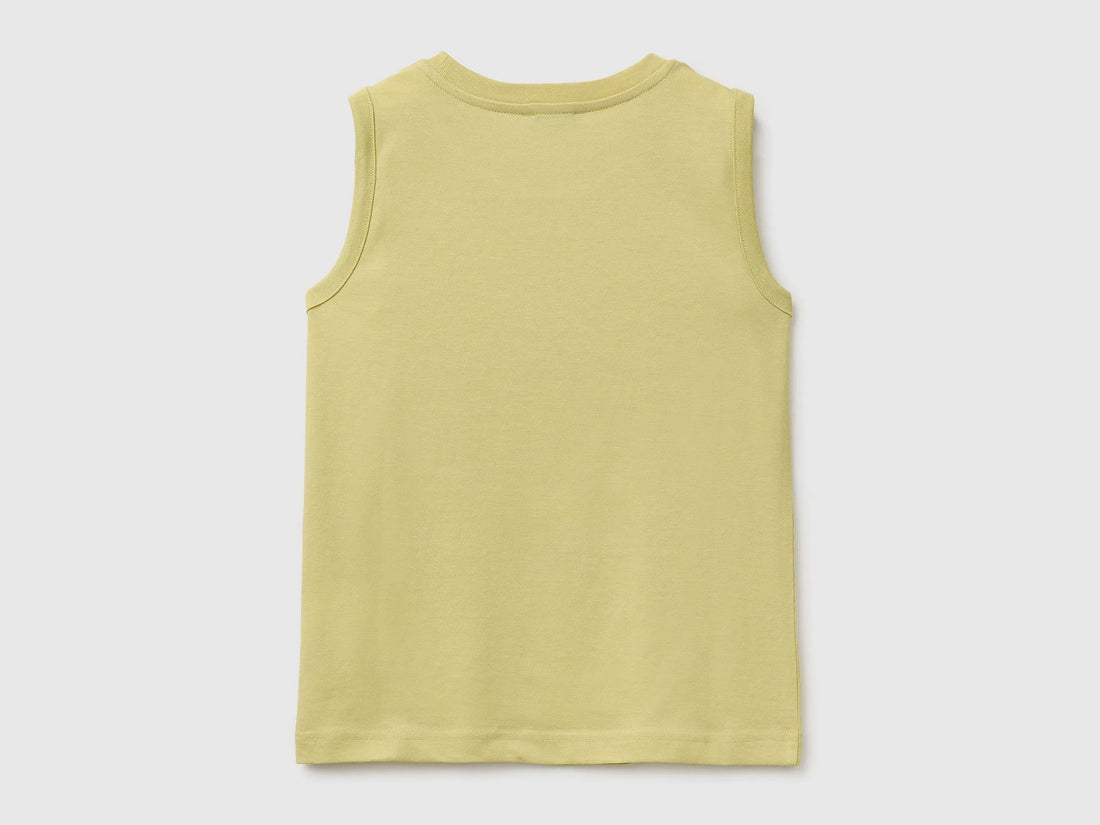 Benetton Yellow Boys Organic Cotton Tank Top with Logo Print SKU: 3I1XCH023_228 Image 02