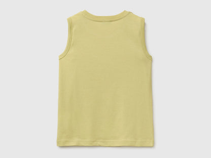 Benetton Yellow Boys Organic Cotton Tank Top with Logo Print SKU: 3I1XCH023_228 Image 02