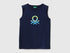 Benetton Dark blue Boys Organic Cotton Tank Top with Logo Print SKU: 3I1XCH023_252 Image 01