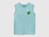 Benetton Aqua Boys Tank Top with Print and Embroidery SKU: 3I1XCH028_3L7 Image 01