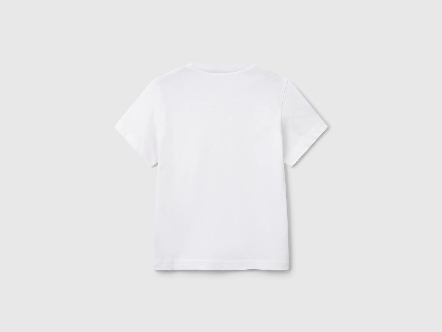 Benetton White Boys Pure Cotton T-Shirt SKU: 3I1XG106Z_101 Image 02