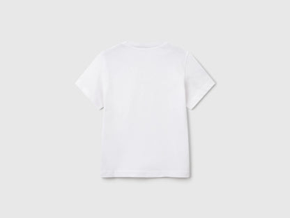 Benetton White Boys Pure Cotton T-Shirt SKU: 3I1XG106Z_101 Image 02