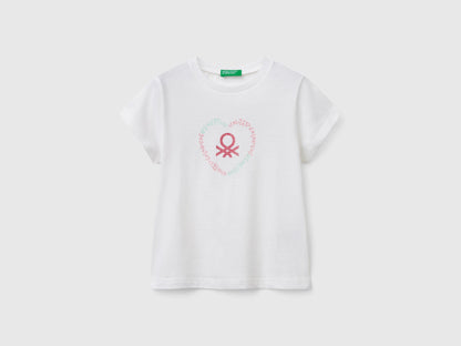 Benetton_T-Shirt with Glitter Print_3I1XG10HU_101_01