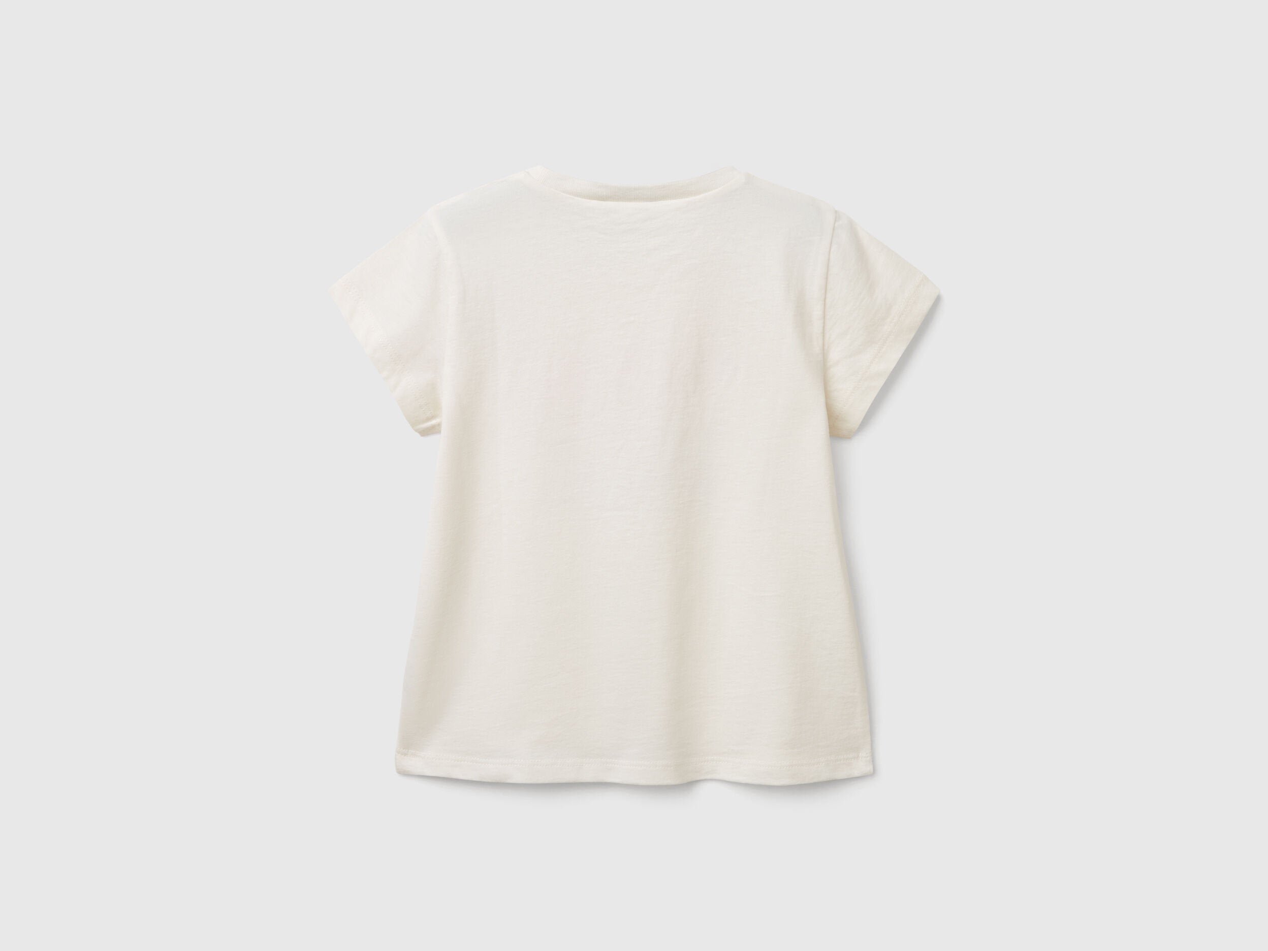 Benetton_T-Shirt with Petal Effect Applique_3I1XG10J1_0R2_02